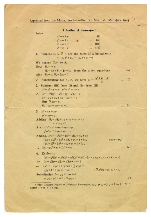 His first paper, "A problem of Ramanujam", 1943  - big