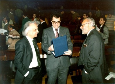 With Antonino Zichichi and Edward Witten, 1986 - small