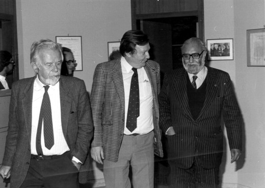 With Paolo Budinich and Nobel Laureate Carlo Rubbia, 1984 - big