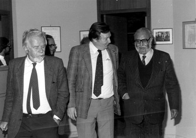 With Paolo Budinich and Nobel Laureate Carlo Rubbia, 1984 - small